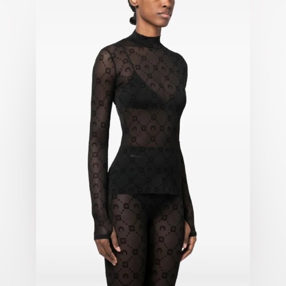 Marine Serre Moonogram-flocked mesh top